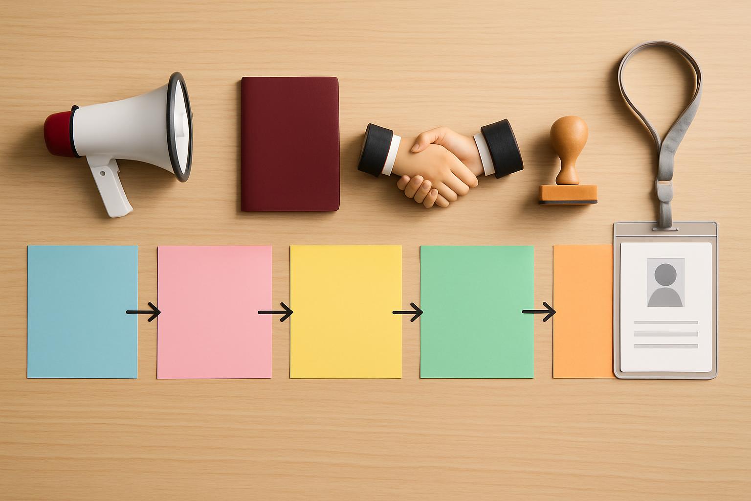 中小企業の外国人採用5ステップの全体フロー