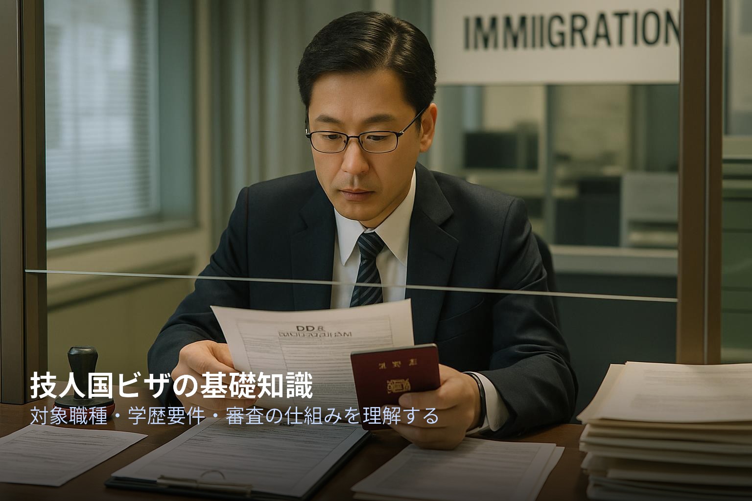 技人国ビザの基礎知識：対象職種・学歴要件・審査の仕組みイメージ