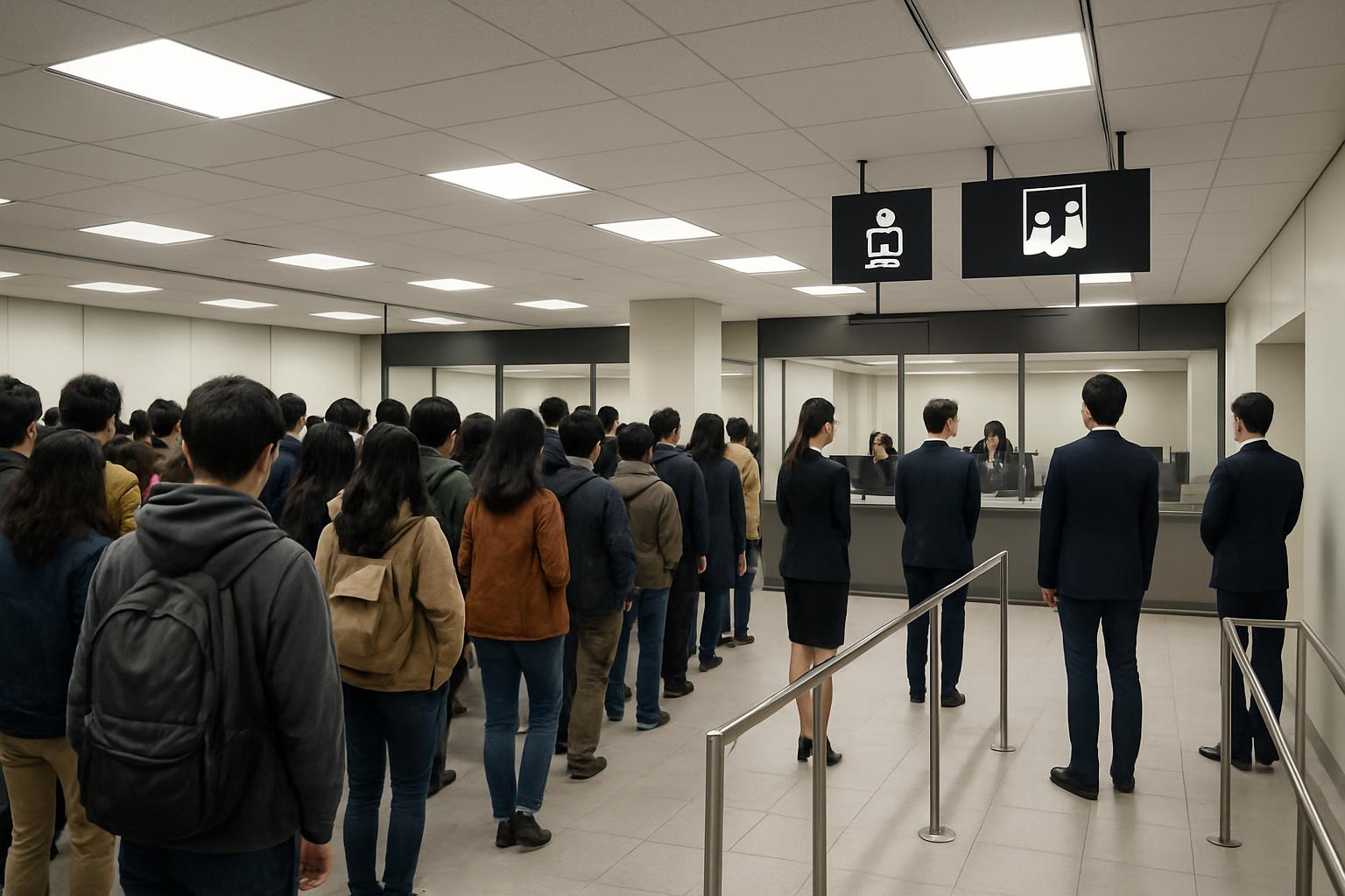 入管窓口の混雑と専門家による取次の効率化イメージ