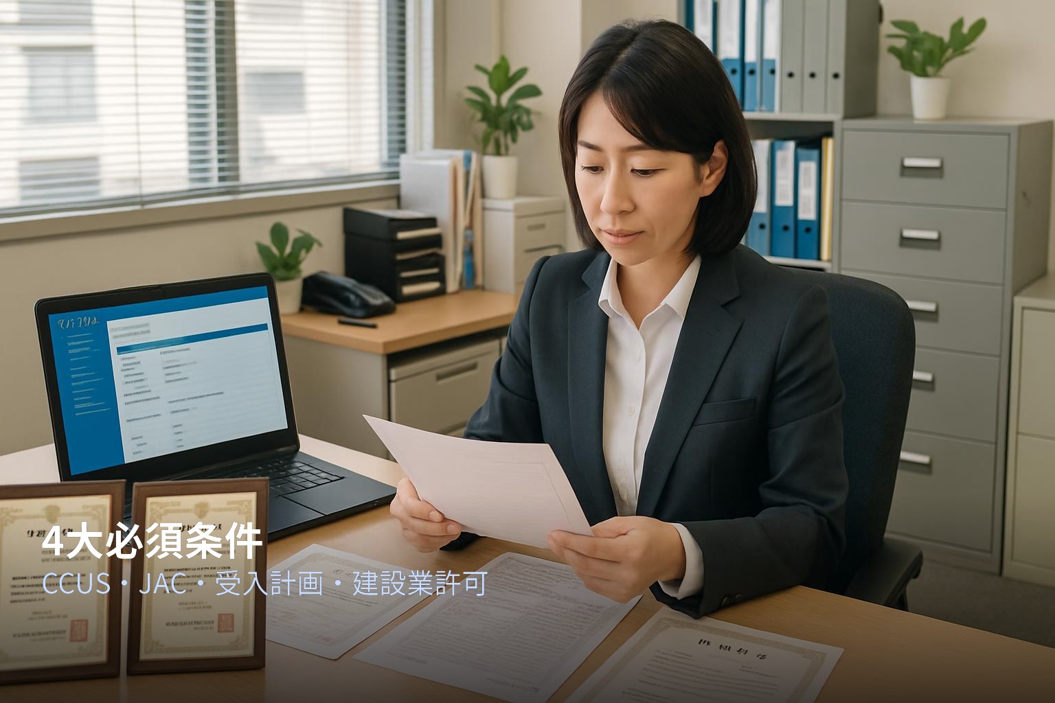 CCUS・JAC・受入計画認定・建設業許可の4大必須条件イメージ