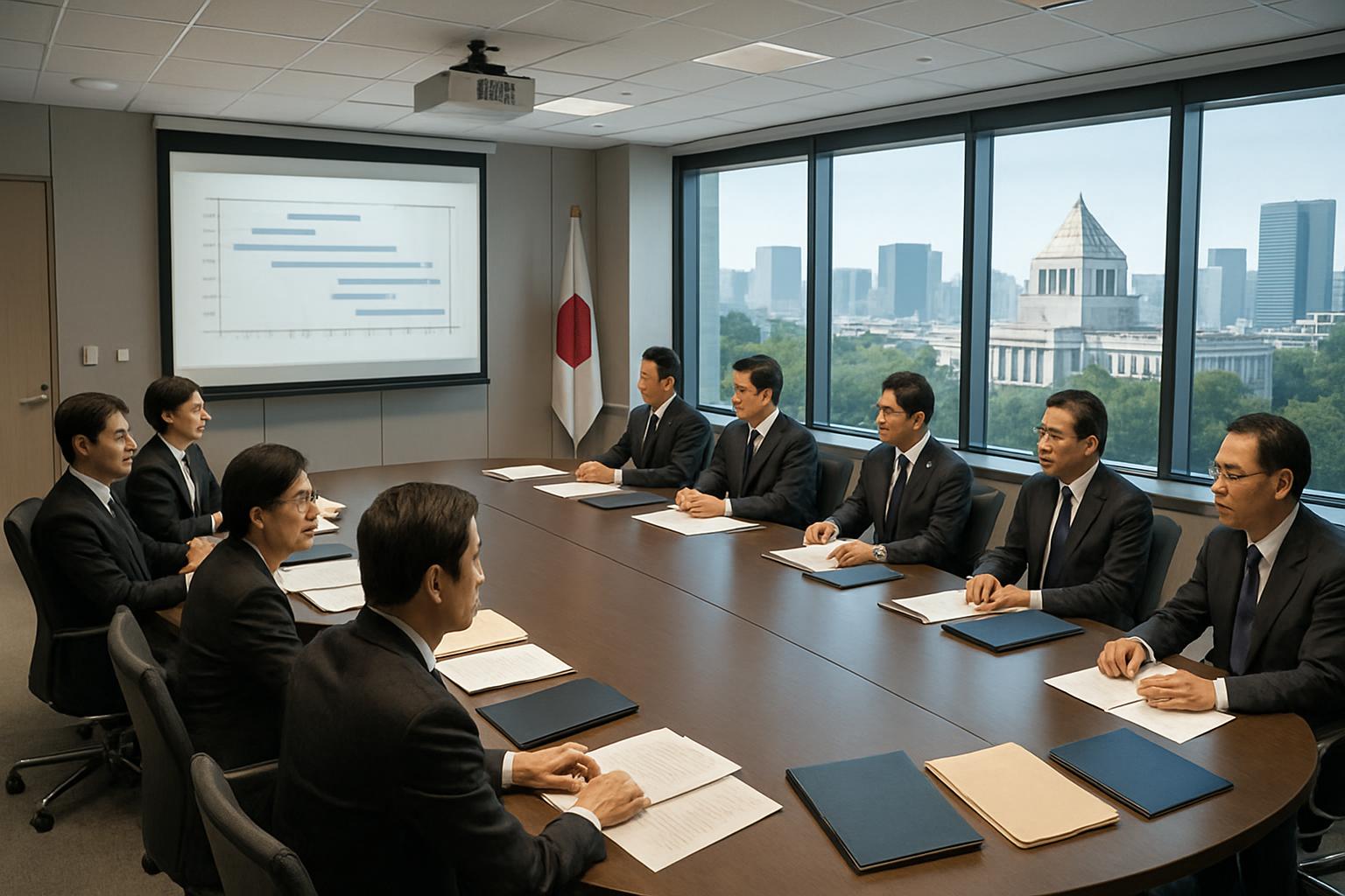 政府の会議室で入管法改正を協議するイメージ