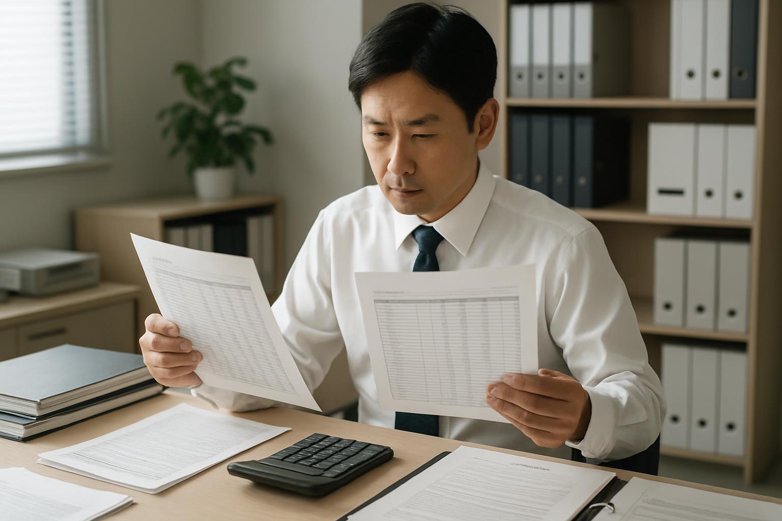 不許可理由を分析し対策を検討する様子