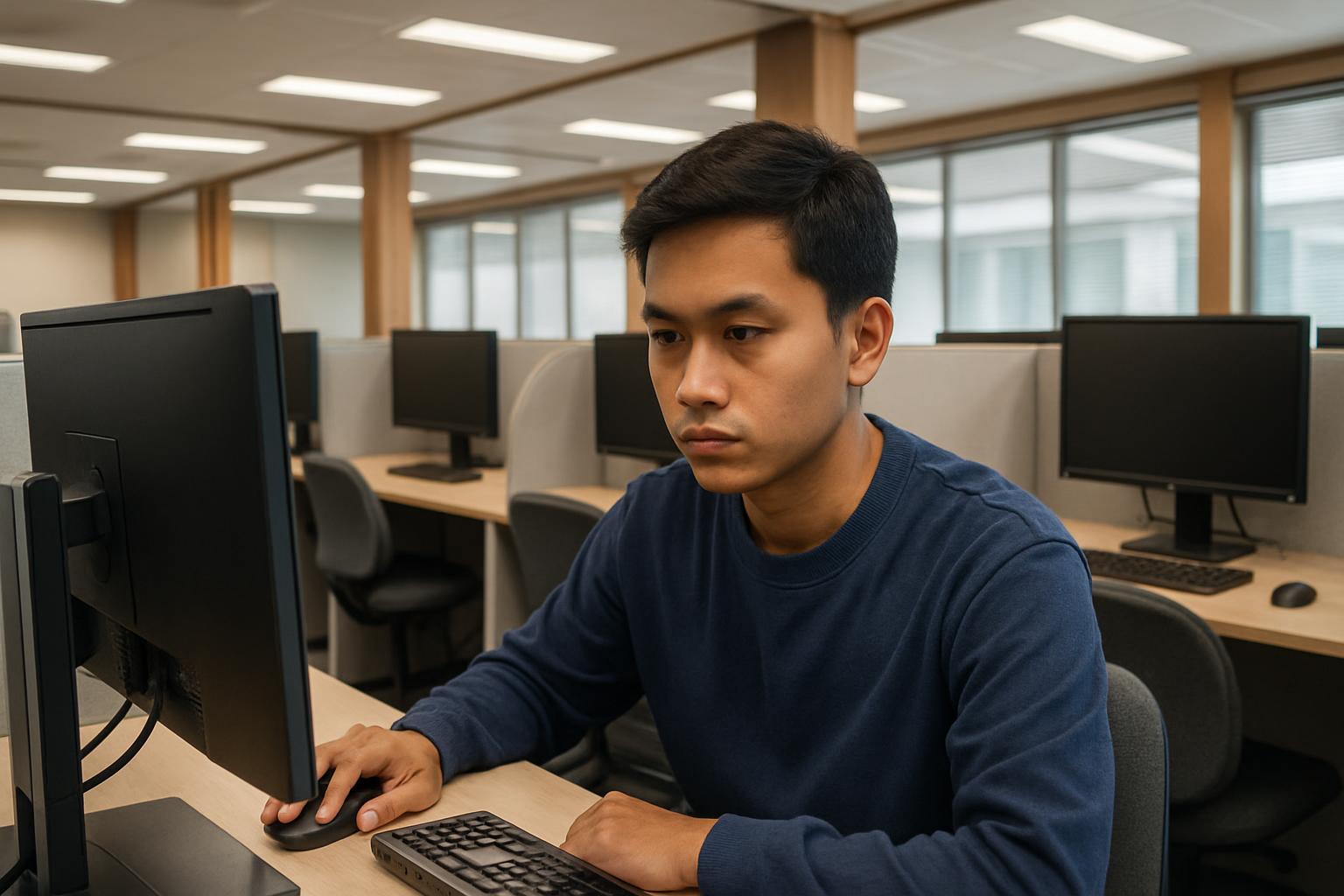 CBT方式のテストセンターで特定技能評価試験を受験する様子