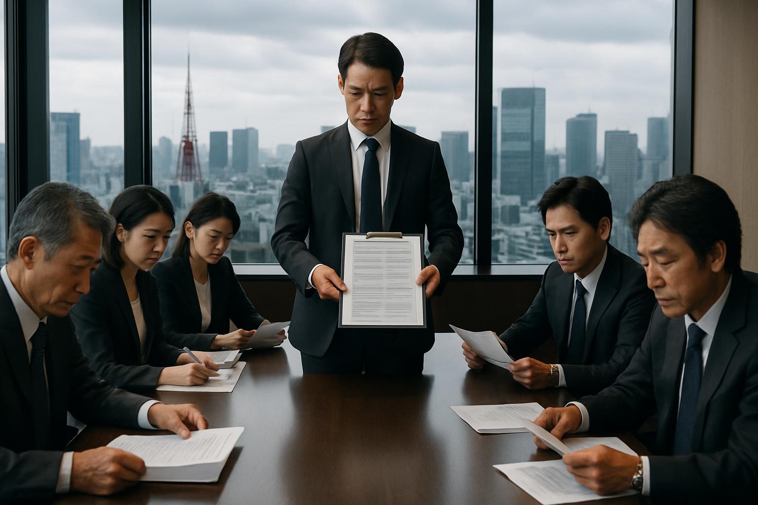 法規制コンプライアンスについて議論する企業の役員会議