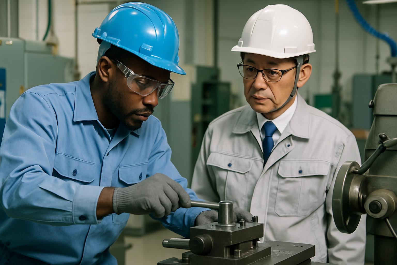 外国人育成就労労働者が製造現場で技能を習得する様子