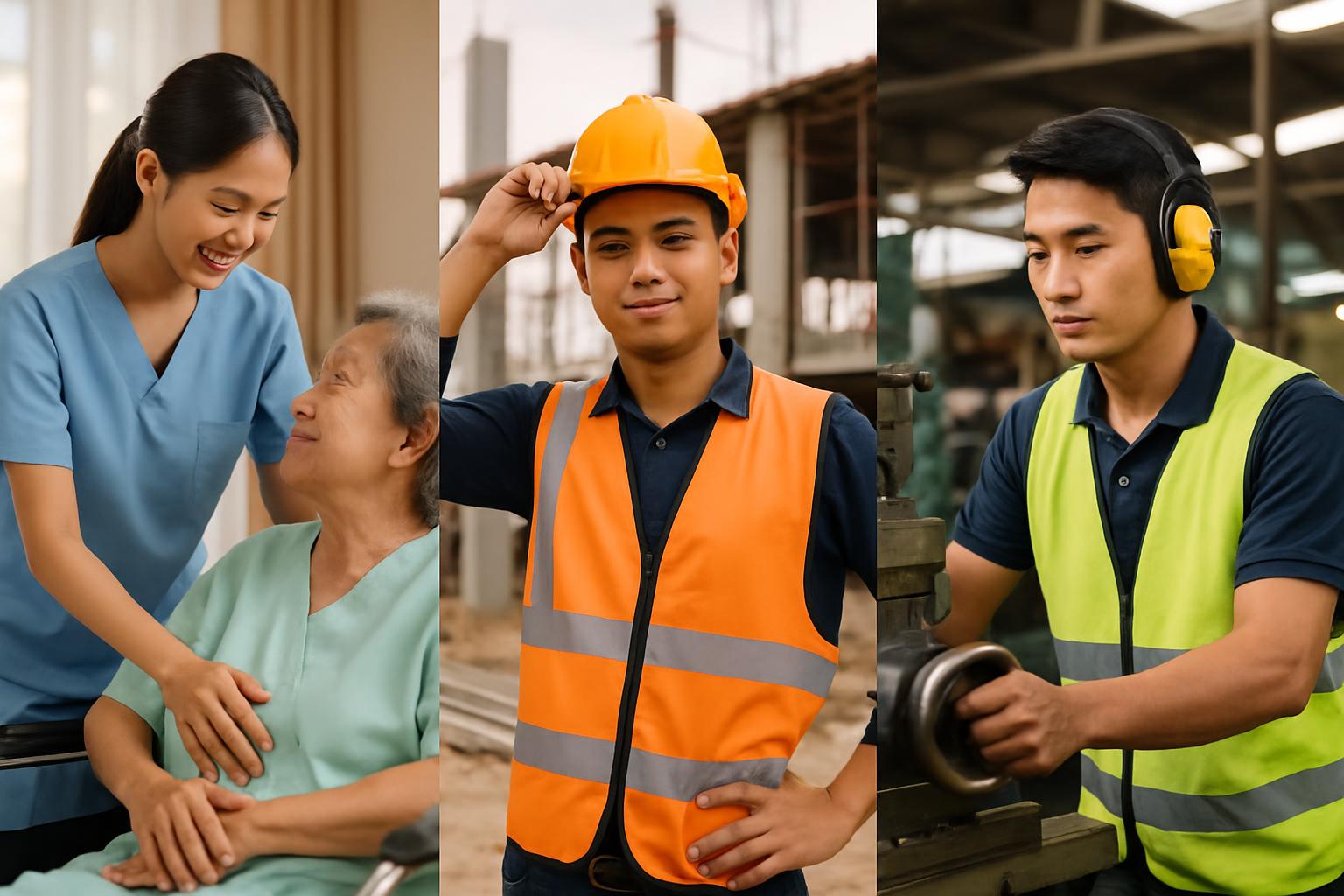介護・建設・製造業など複数分野の外国人労働者