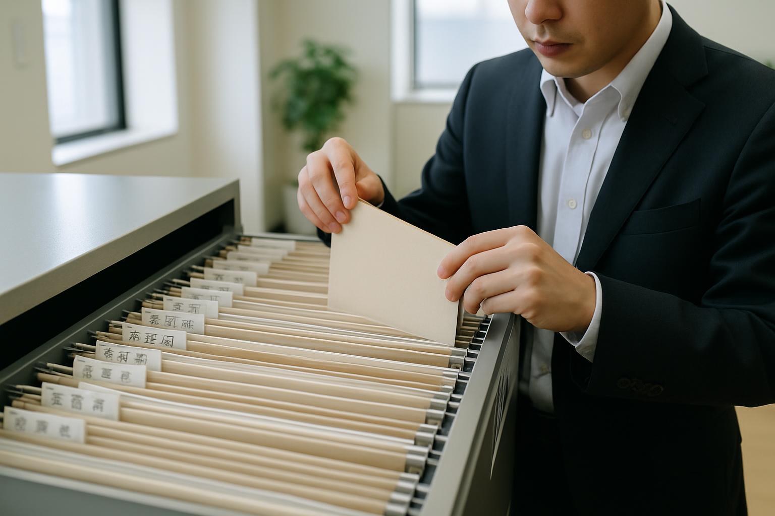 帳簿と記録を整理するファイリングシステムのイメージ