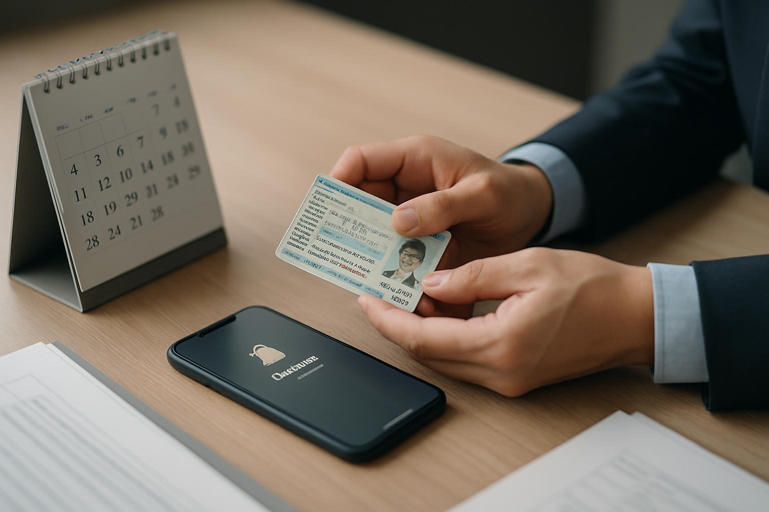 在留カードの有効期限を確認する様子