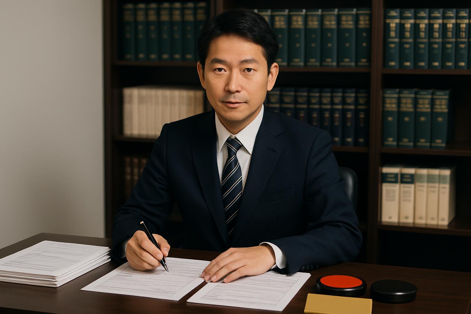 行政書士が在留資格申請書類を作成するイメージ