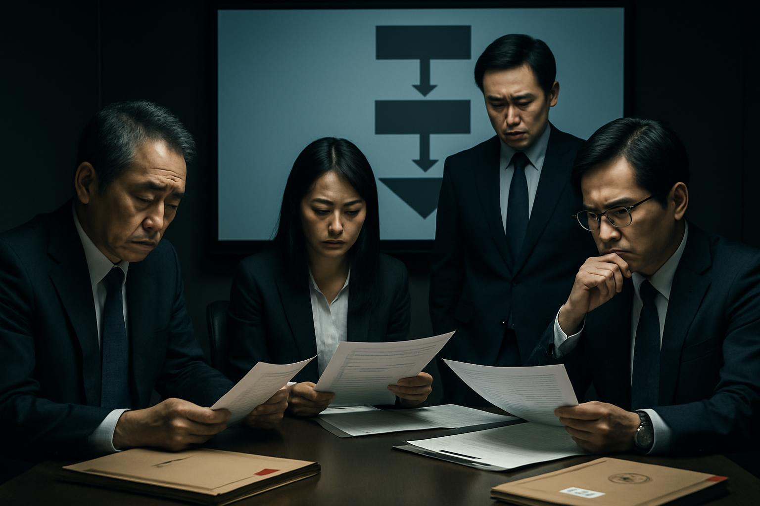 コンプライアンスリスクを検討する役員と法務担当者