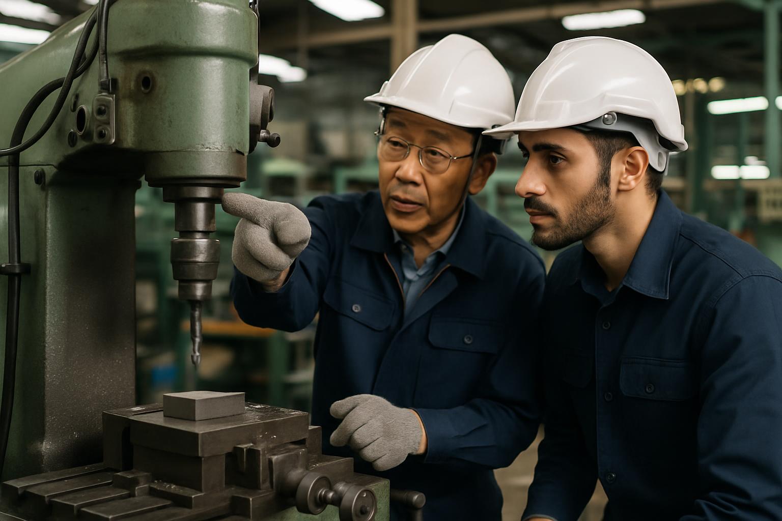 製造業での特定技能外国人へのOJT研修イメージ