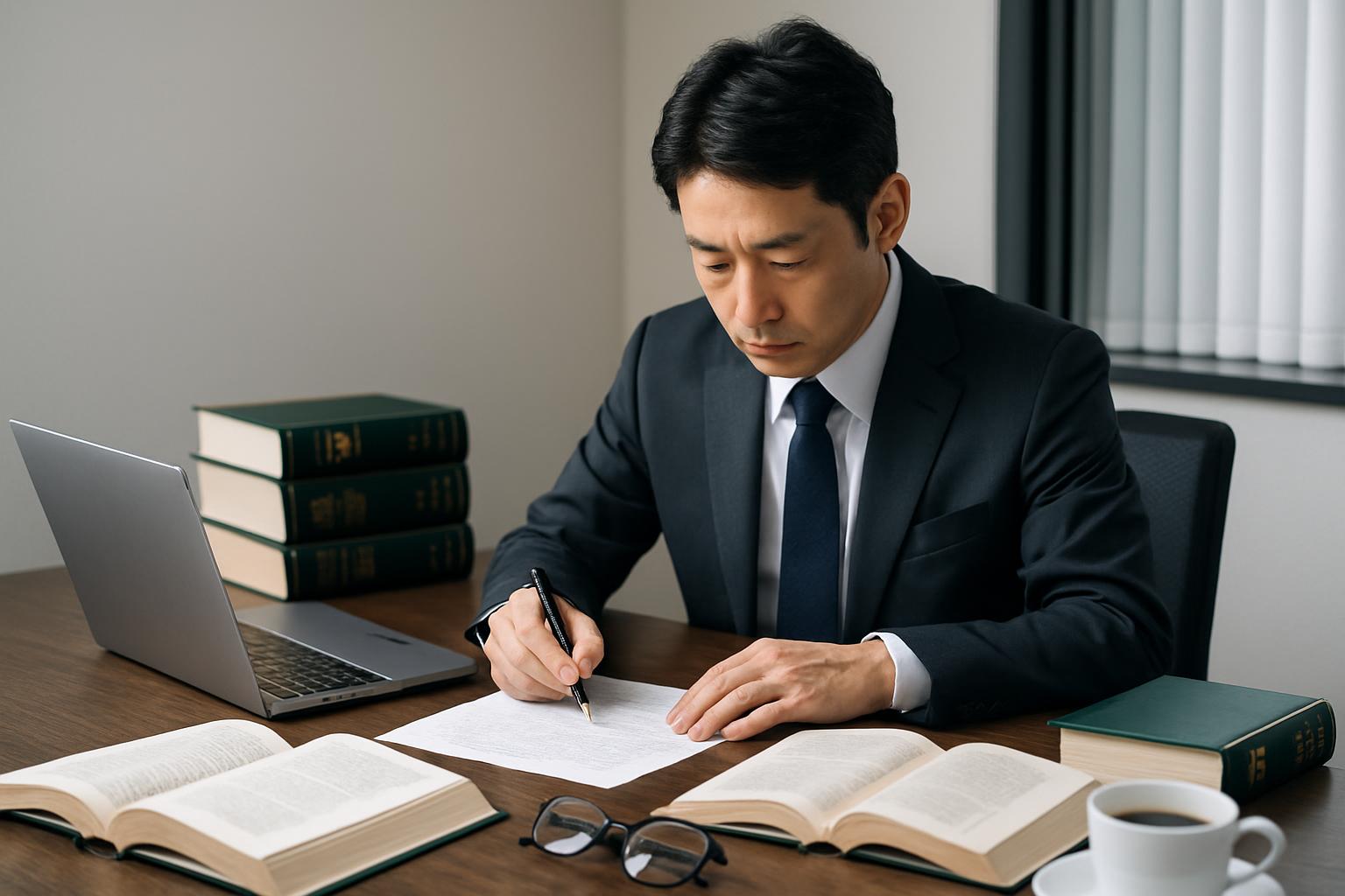 行政書士が再申請のための理由書を作成する様子