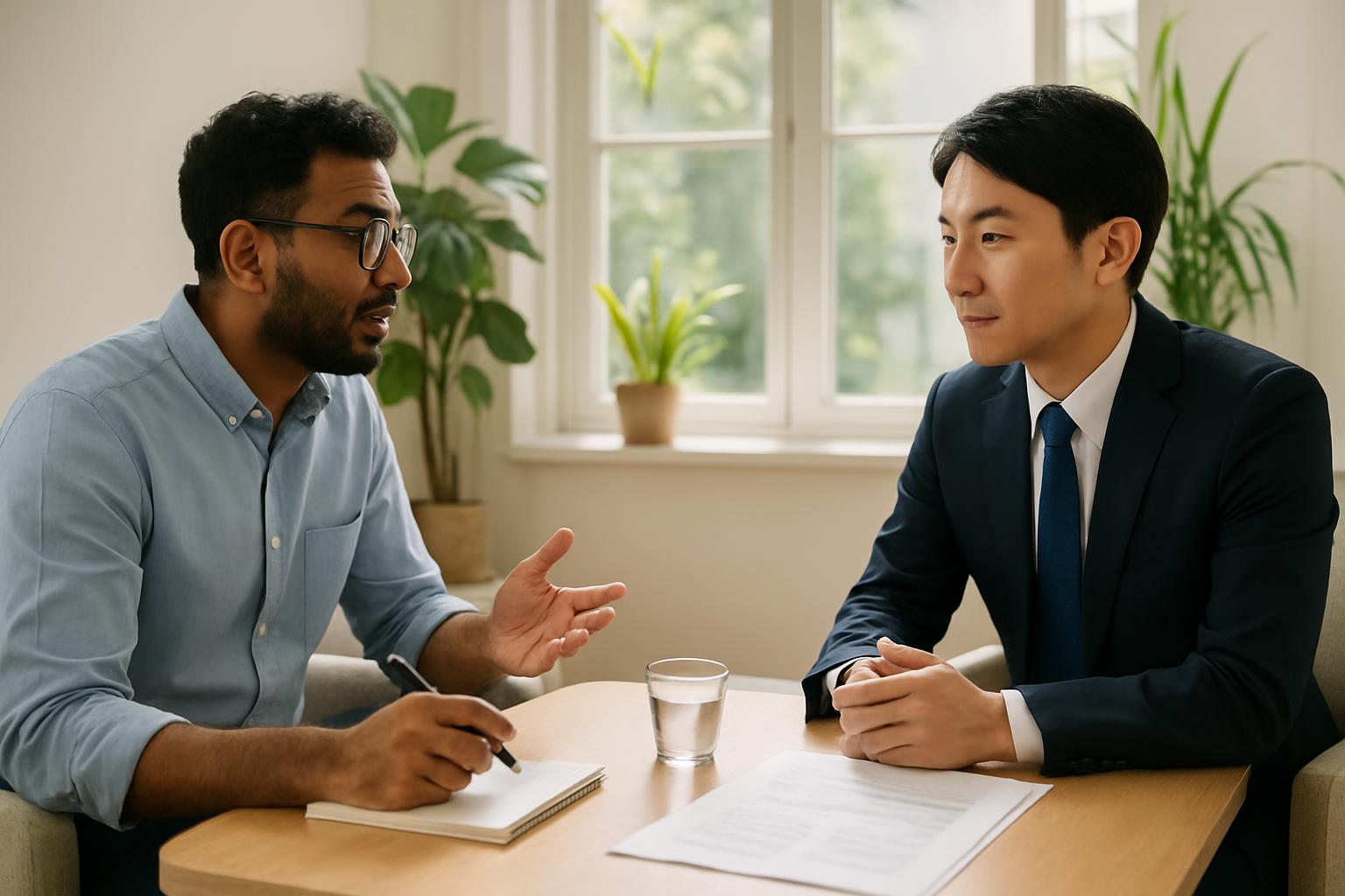 行政書士との初回相談で質問する外国人クライアント