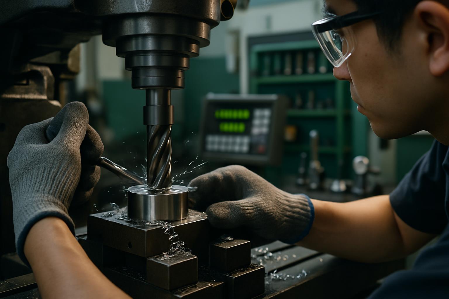 CNC加工機を操作する製造業の技能者