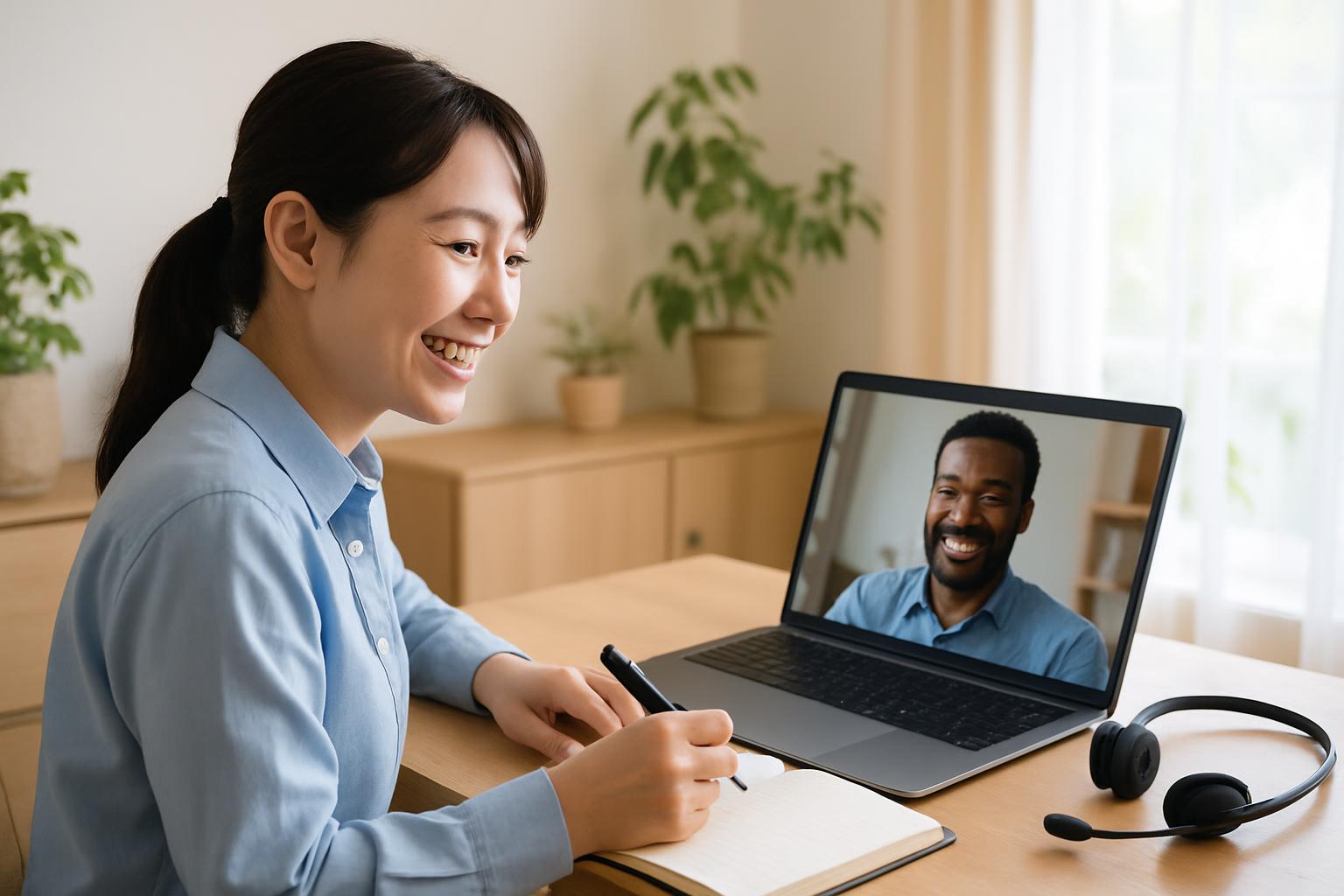 オンラインで定期面談を実施するイメージ