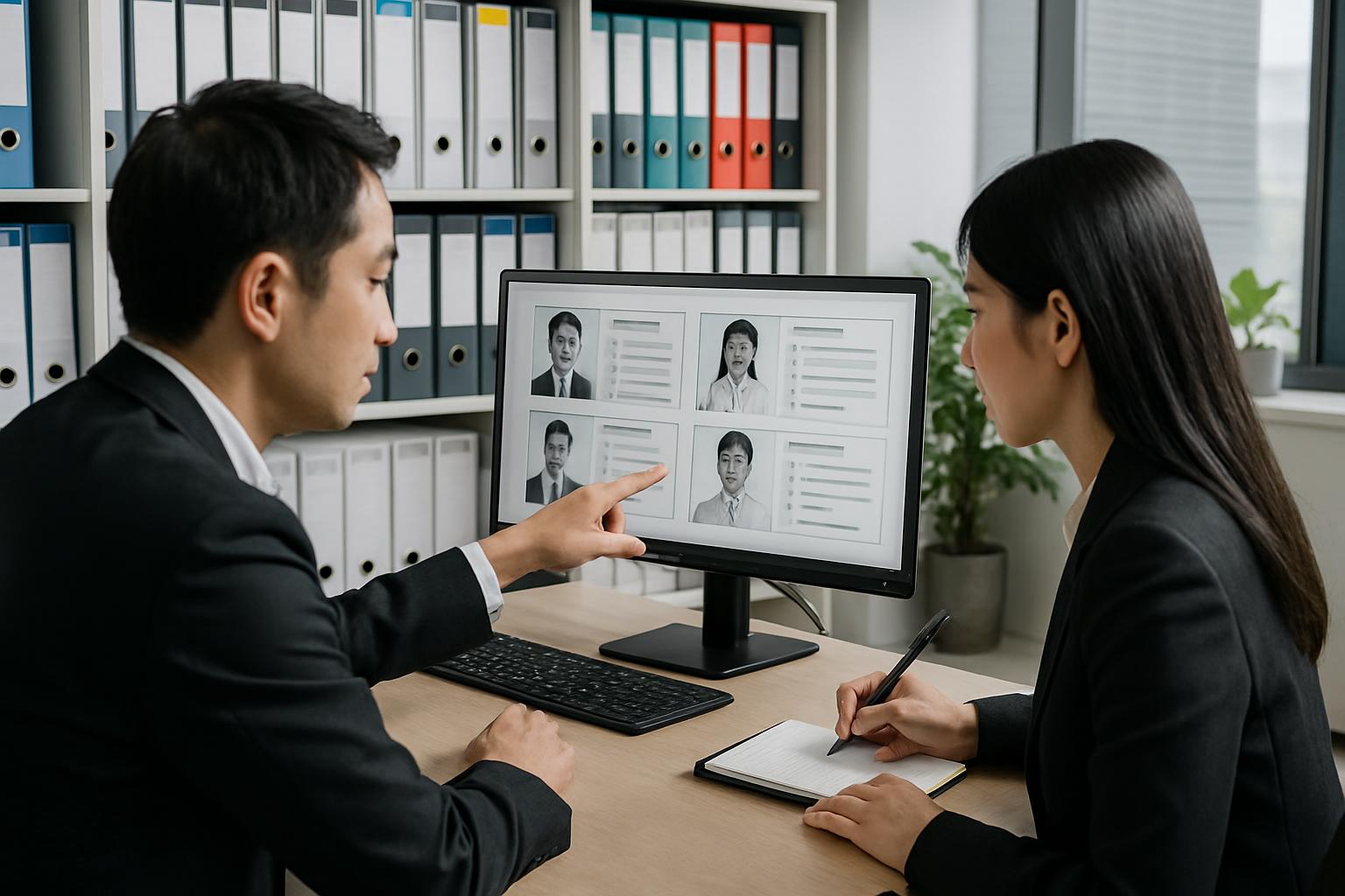 外国人雇用のコンプライアンスチェックを行う人事チーム