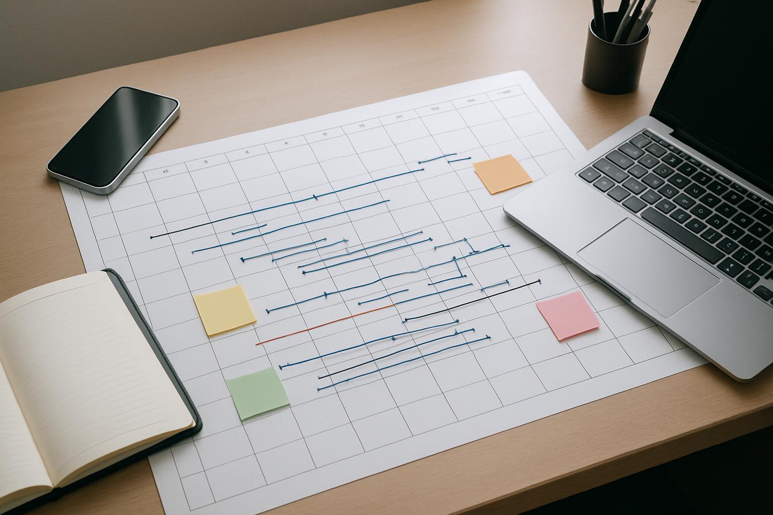 再申請のスケジュールを計画するデスクの様子
