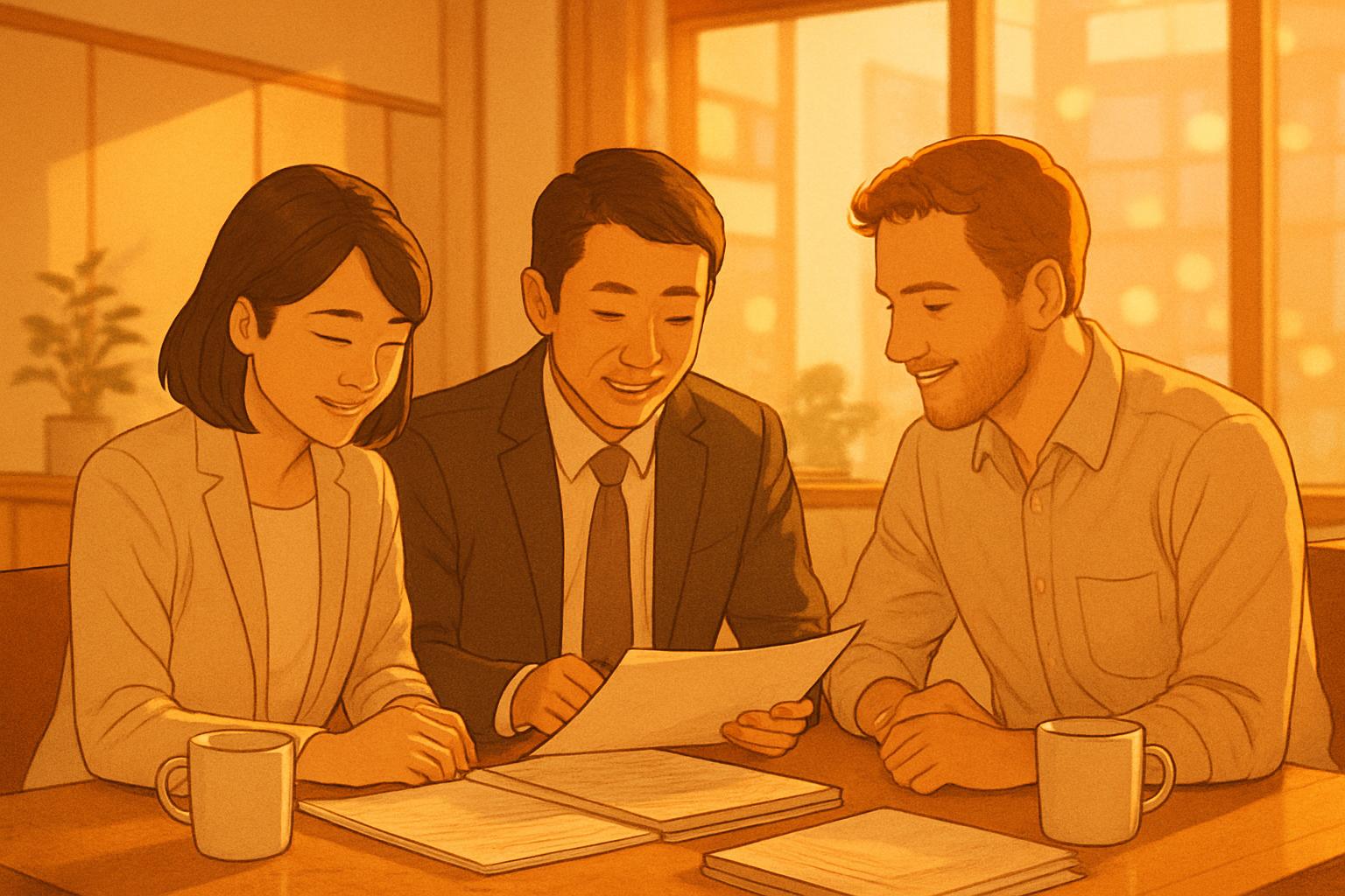 企業の人事担当者が特定技能2号の受入体制を整備する会議のイメージ