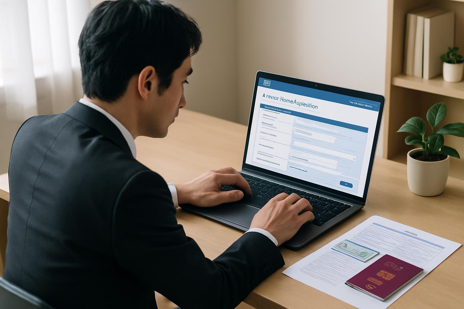 オンライン申請システムを利用する外国人ビジネスパーソン