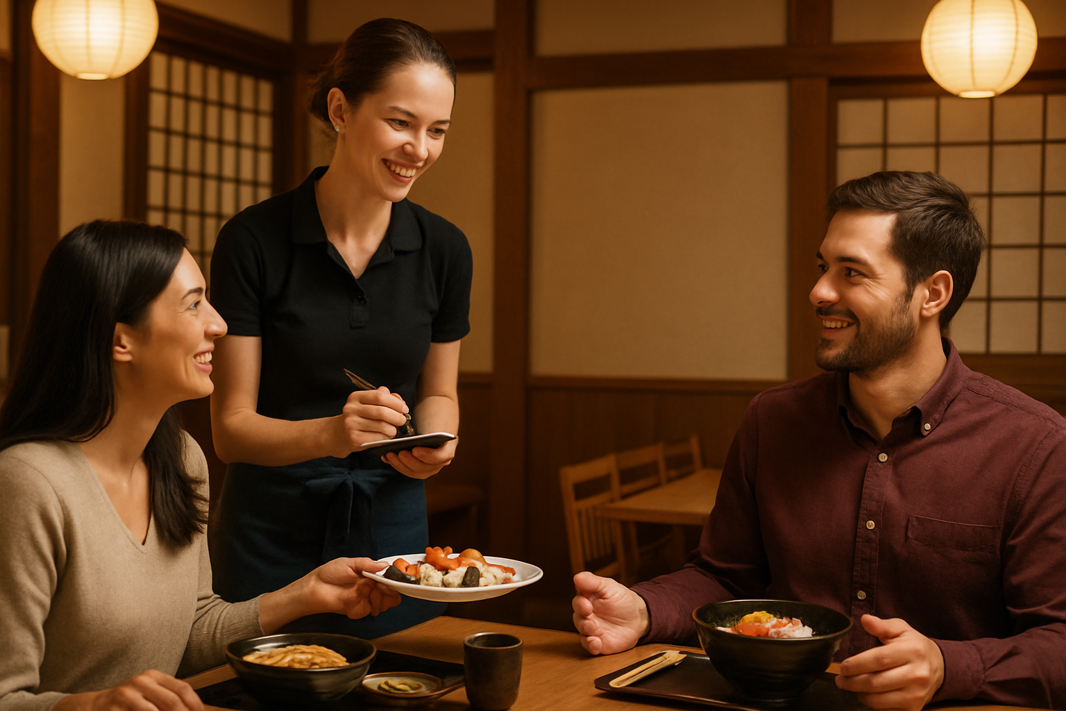 日本の飲食店での接客業務・店舗管理業務のイメージ