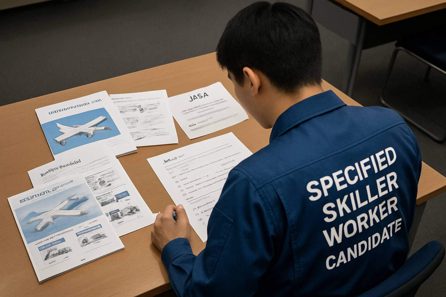 航空業特定技能評価試験（グランドハンドリング・航空機整備）の出題範囲と合格のコツを解説するイメージ