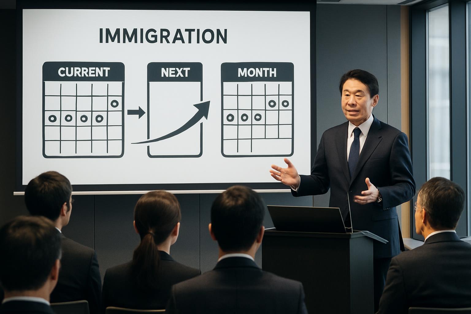 育成就労制度施行スケジュールを説明する場面