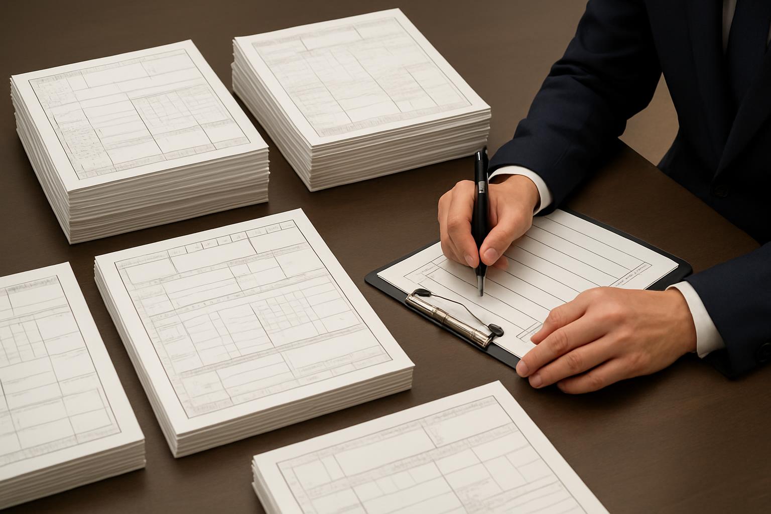 特定技能在留資格変更申請に必要な書類を整理するオフィスの様子