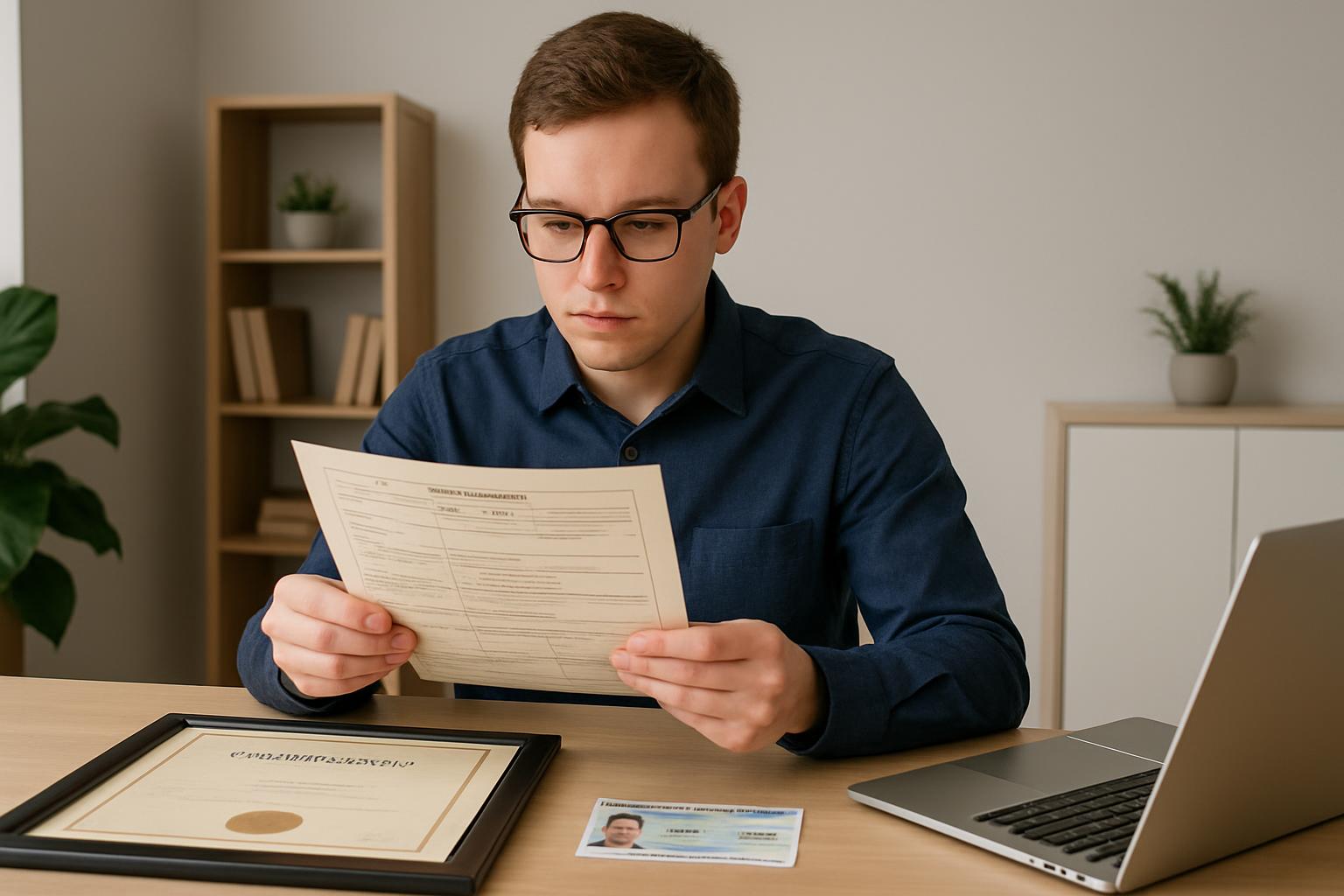 在留資格変更に向けて書類を準備している日本在住の外国人留学生