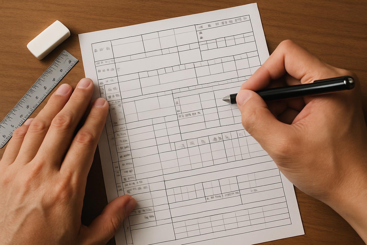 協力確認書の記載事項を記入する手元のクローズアップ