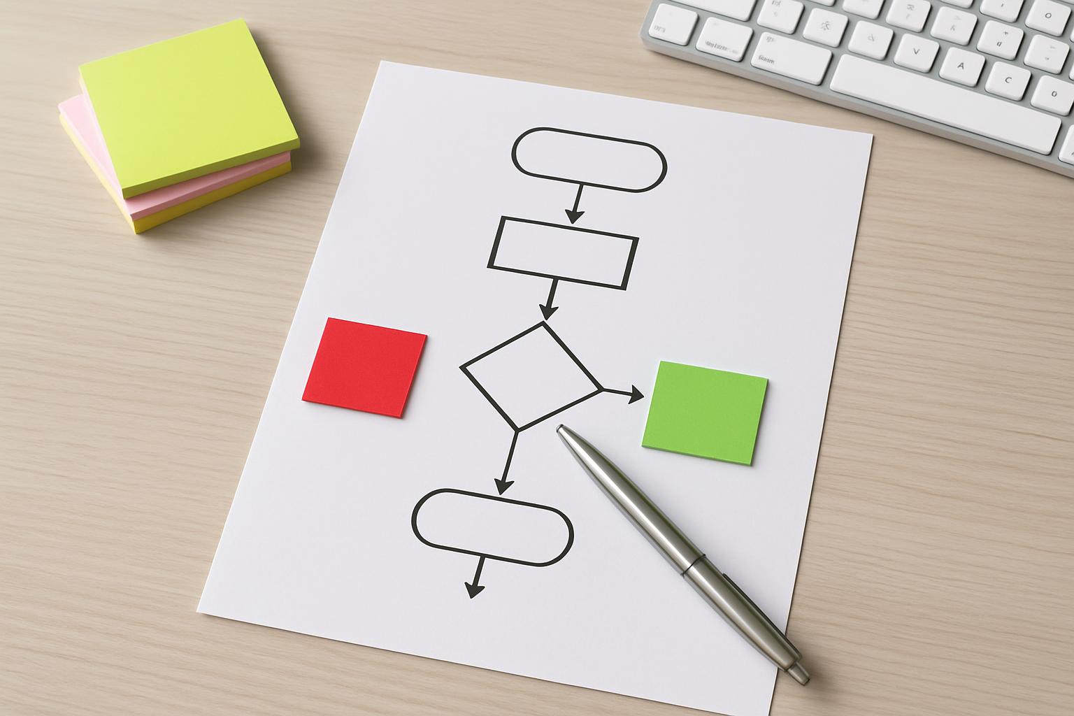 審査フローチャートと承認・却下の判定プロセスを示す俯瞰図