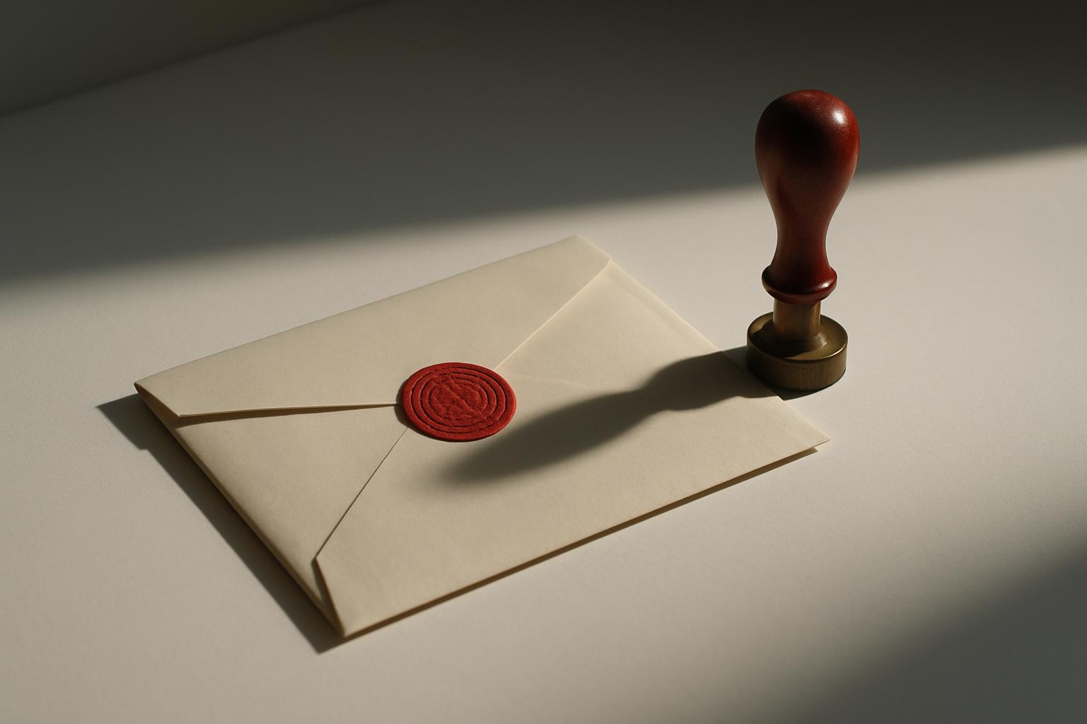 行政処分通知の封筒と公式印鑑