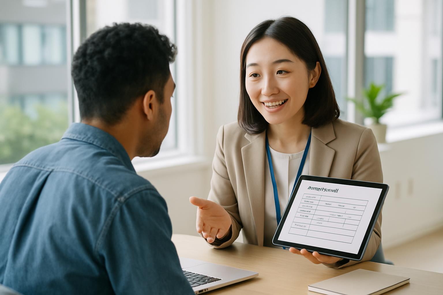 社会保険未加入の法的リスクについて相談する企業担当者と行政書士