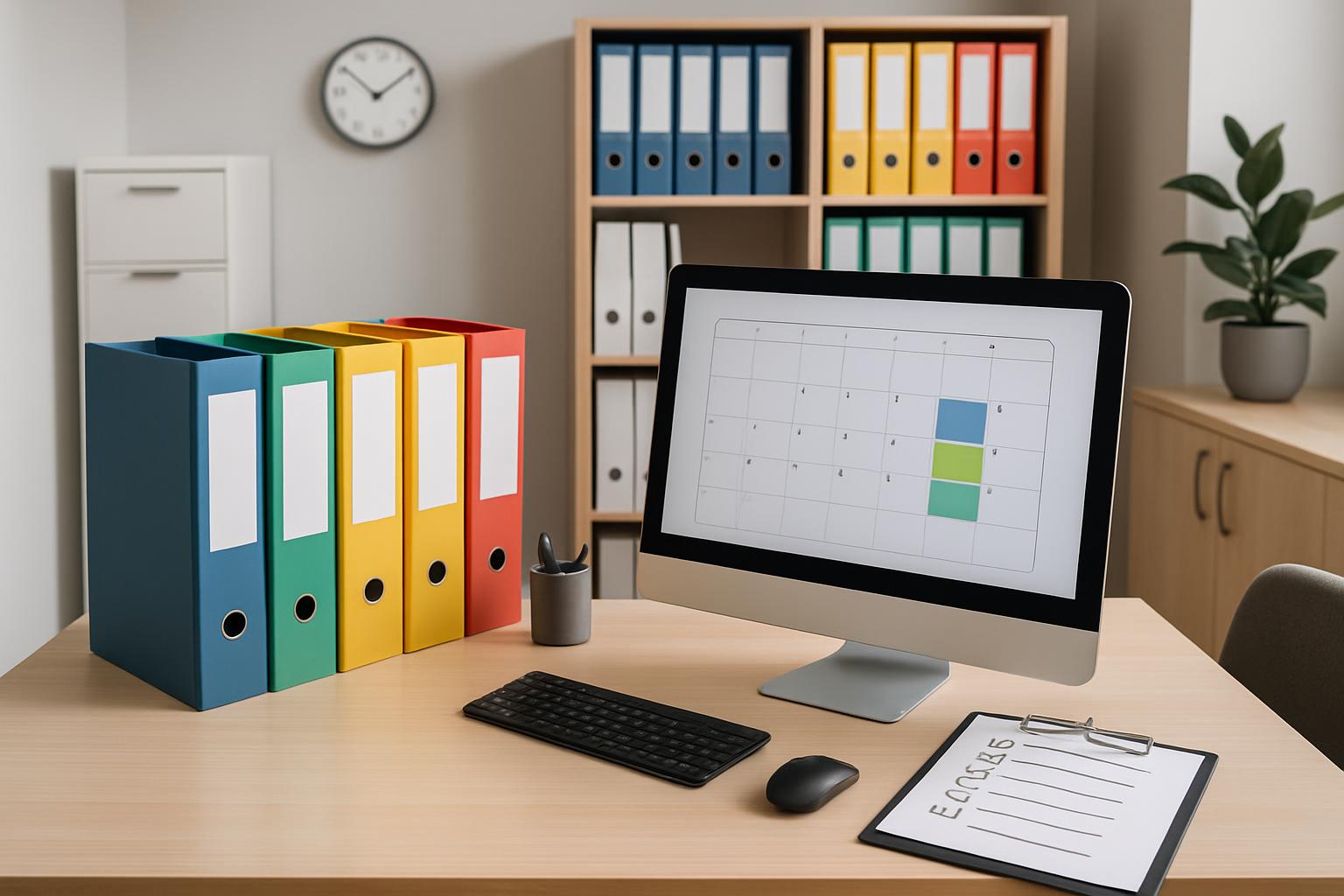 整理された書類管理システムとコンプライアンスチェックリストで在留期限を体系的に管理しているオフィス