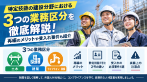 特定技能の建設分野における3つの業務区分を徹底解説！再編のメリットや受入れ要件も紹介